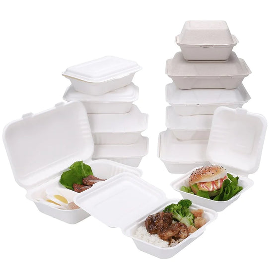 Compostable Bagasse Clamshell Containers