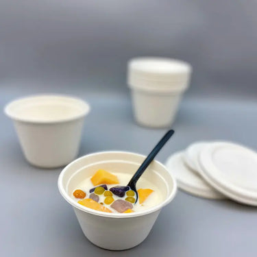 Compostable Bagasse Cups and Lids collection banner for wholesale compostable foodservice packaging