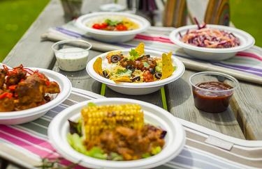 Compostable Bagasse Deep Plates collection banner for wholesale compostable foodservice packaging