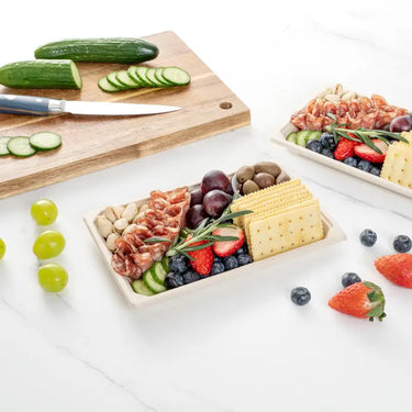 Compostable Bagasse Food Trays collection banner for wholesale compostable foodservice packaging