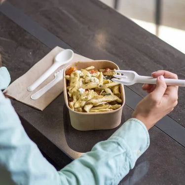 Compostable Bagasse Cutlery collection banner for wholesale compostable foodservice packaging