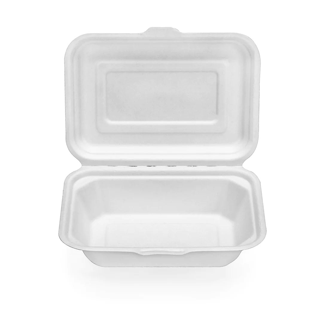 600ml 7 x 5 Inch Bagasse Clamshell Food Box - sugarcane bagasse / molded fiber main product view for wholesale buyers